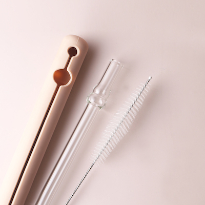 棕熊變色造型玻璃吸管