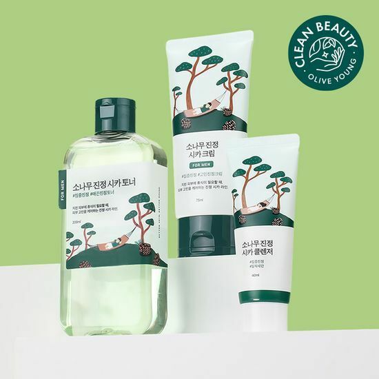Round Lab For Men Pine Tree Soothing CICA Toner 200ml + Cream 75ml [Olive Young Planning Set]