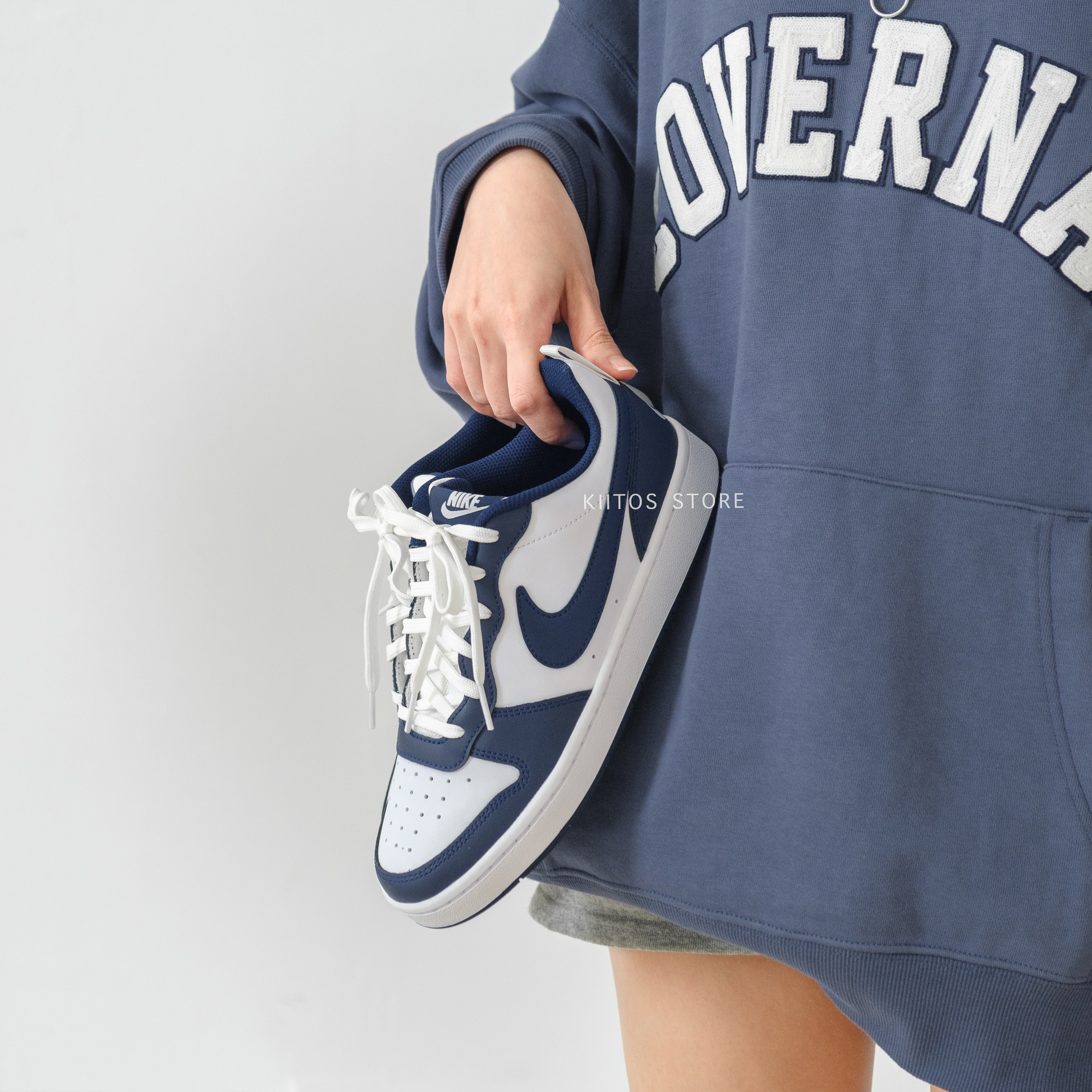 現貨 NIKE Court Borough Low 2 White Blue Void (GS) 深藍黑曜石 BQ5448-107