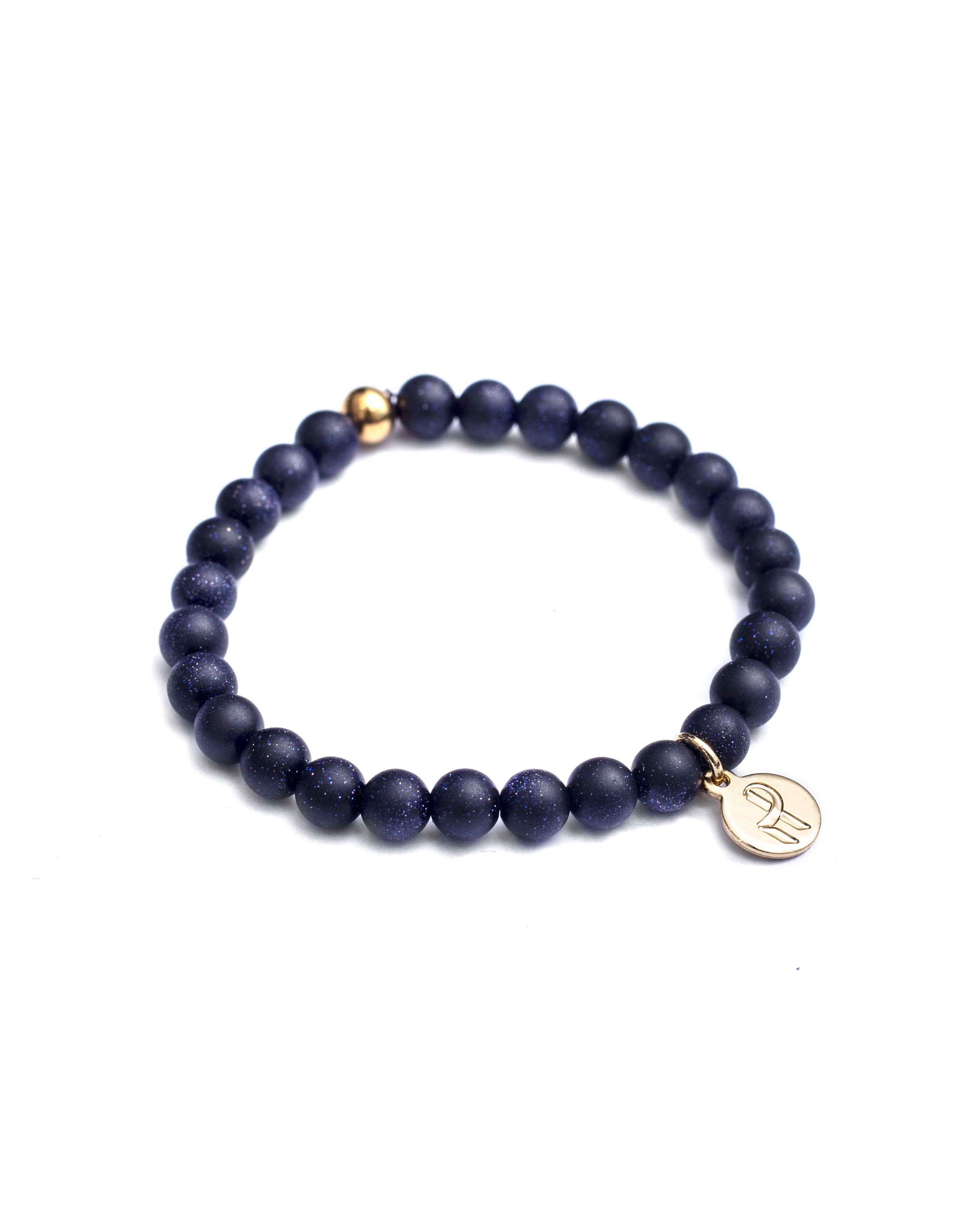 RECOVERY 霧面6MM串珠手環（藍砂石）