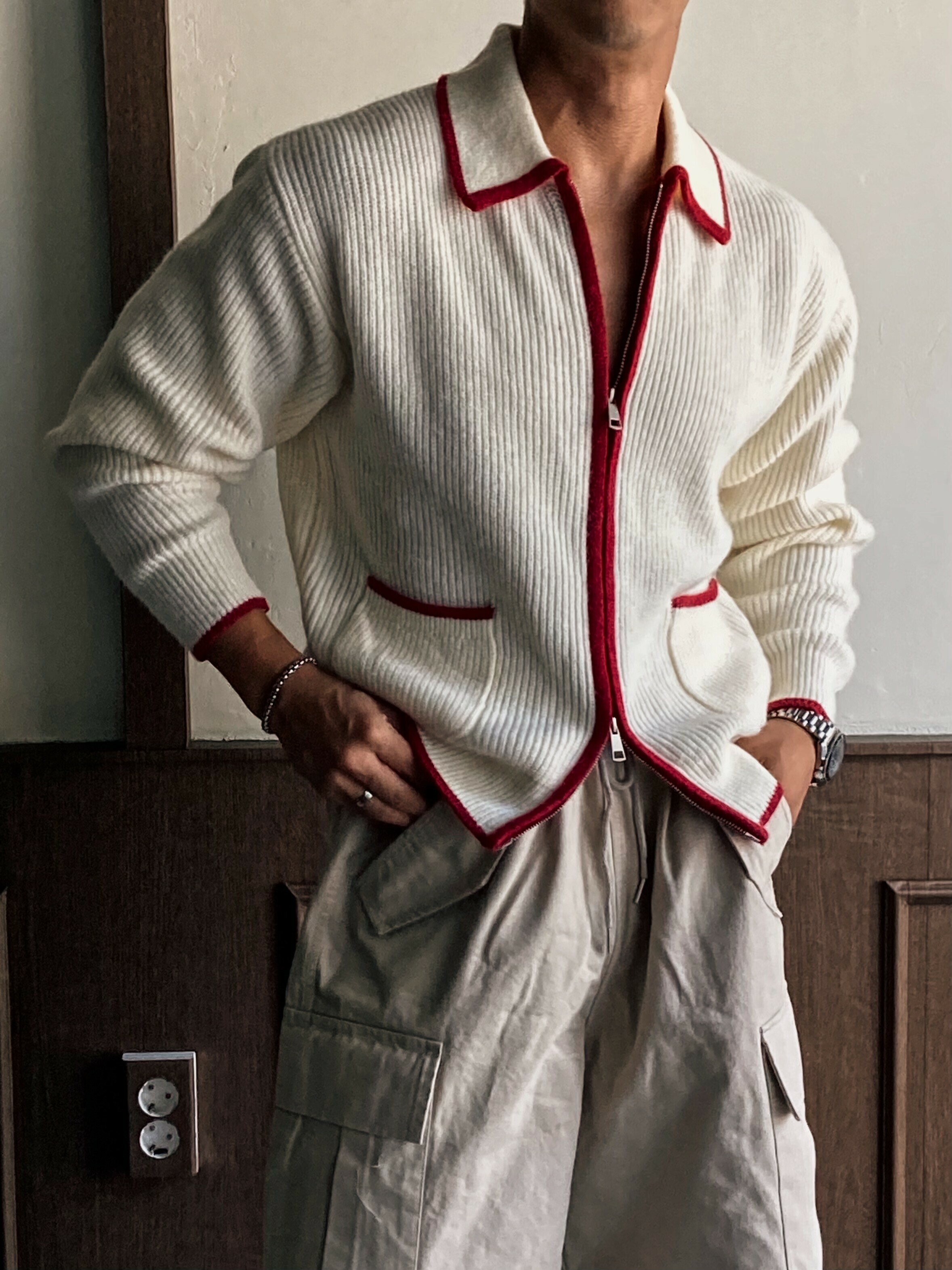 (韓國獨家特價)柏克萊雙色領開襟衫針織外套