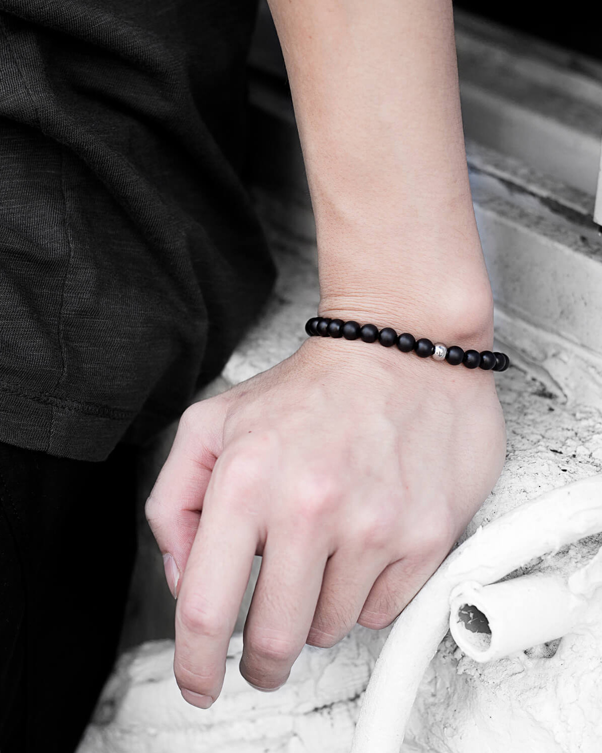 RECOVERY 霧面6MM串珠手環（黑瑪瑙）