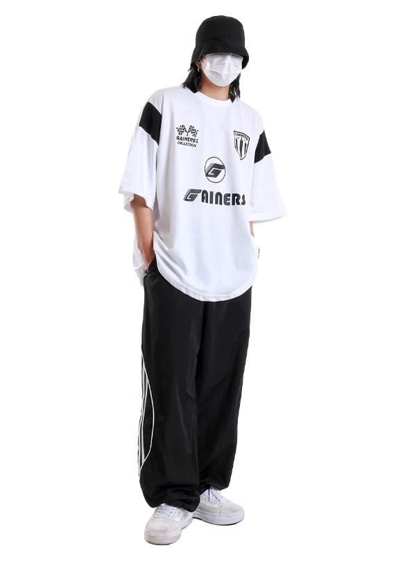 (GOAL) 拼接賽車寬短T KT681