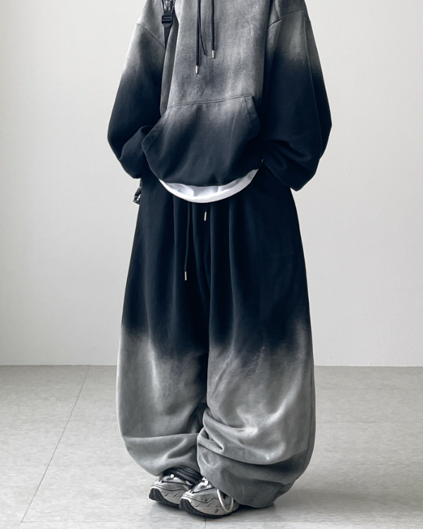 漸層水洗繫帶褲