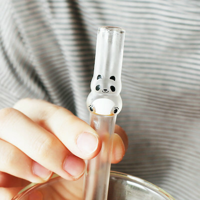 好玻貓熊造型環保玻璃吸管