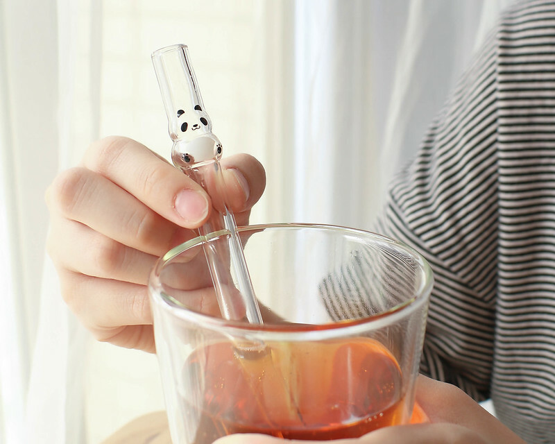 好玻貓熊造型環保玻璃吸管