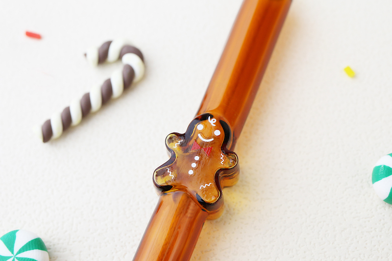 好玻聖誕薑餅人造型玻璃吸管