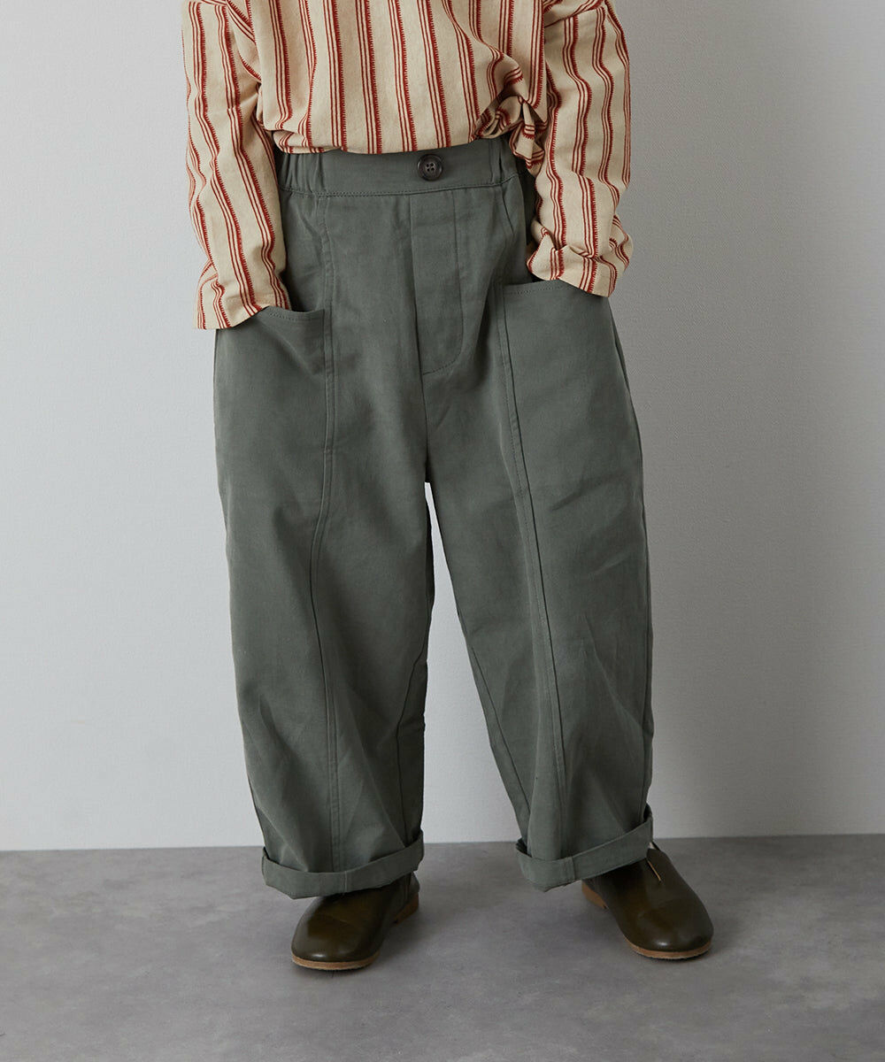 日牌rizière 復古時髦 中央壓線老爺寬筒褲 (灰綠色) rz24awpt09