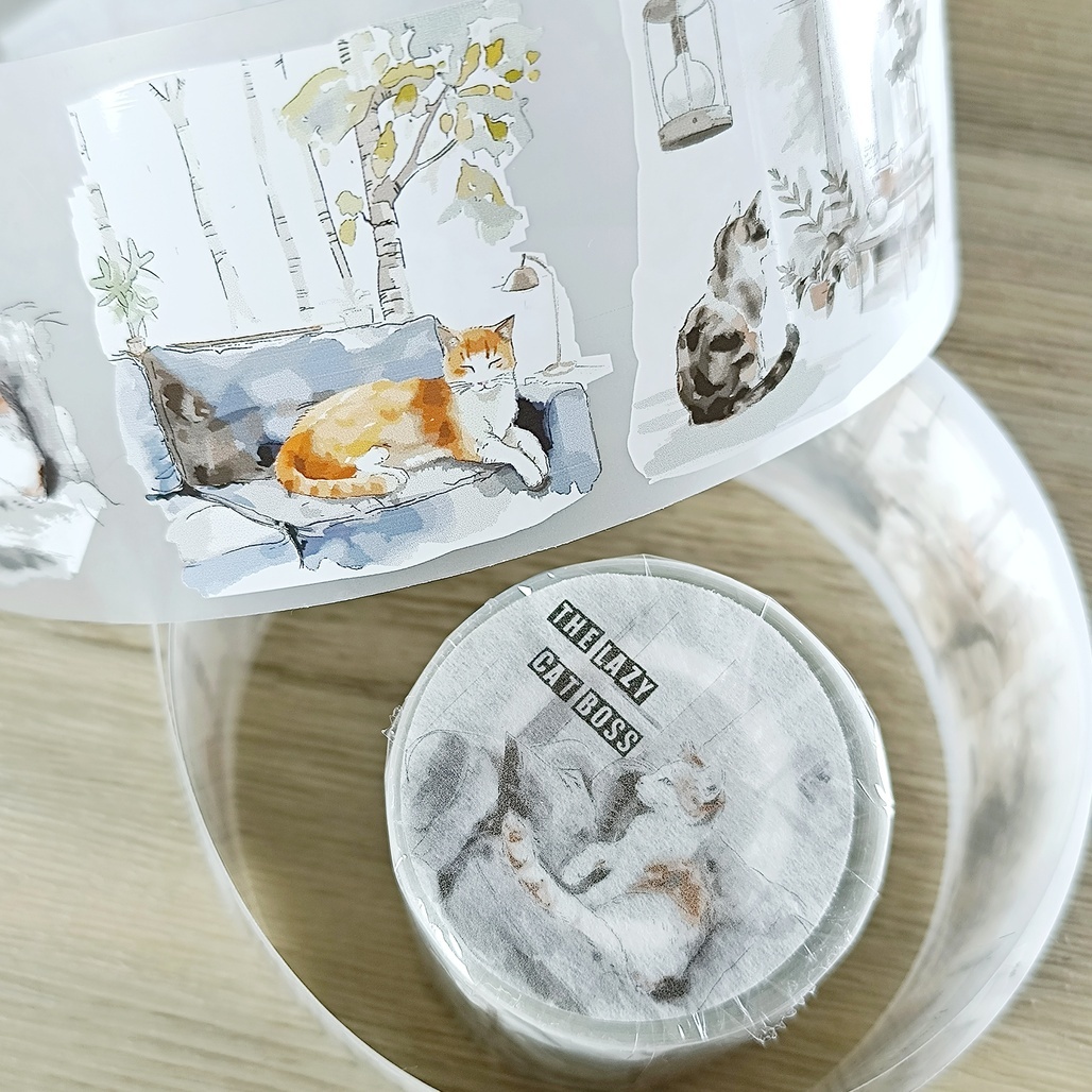 森年．懶惰的貓老闆 The lazy cat boss 5.5cm霧面PET膠帶 <整捲/分裝>