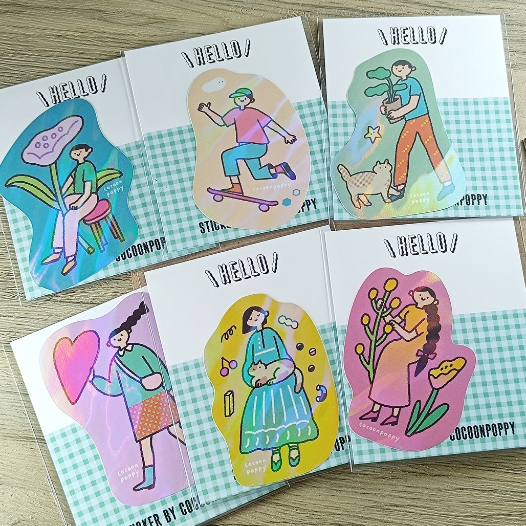 繭花．男孩女孩軋型虹膜貼紙 共六款