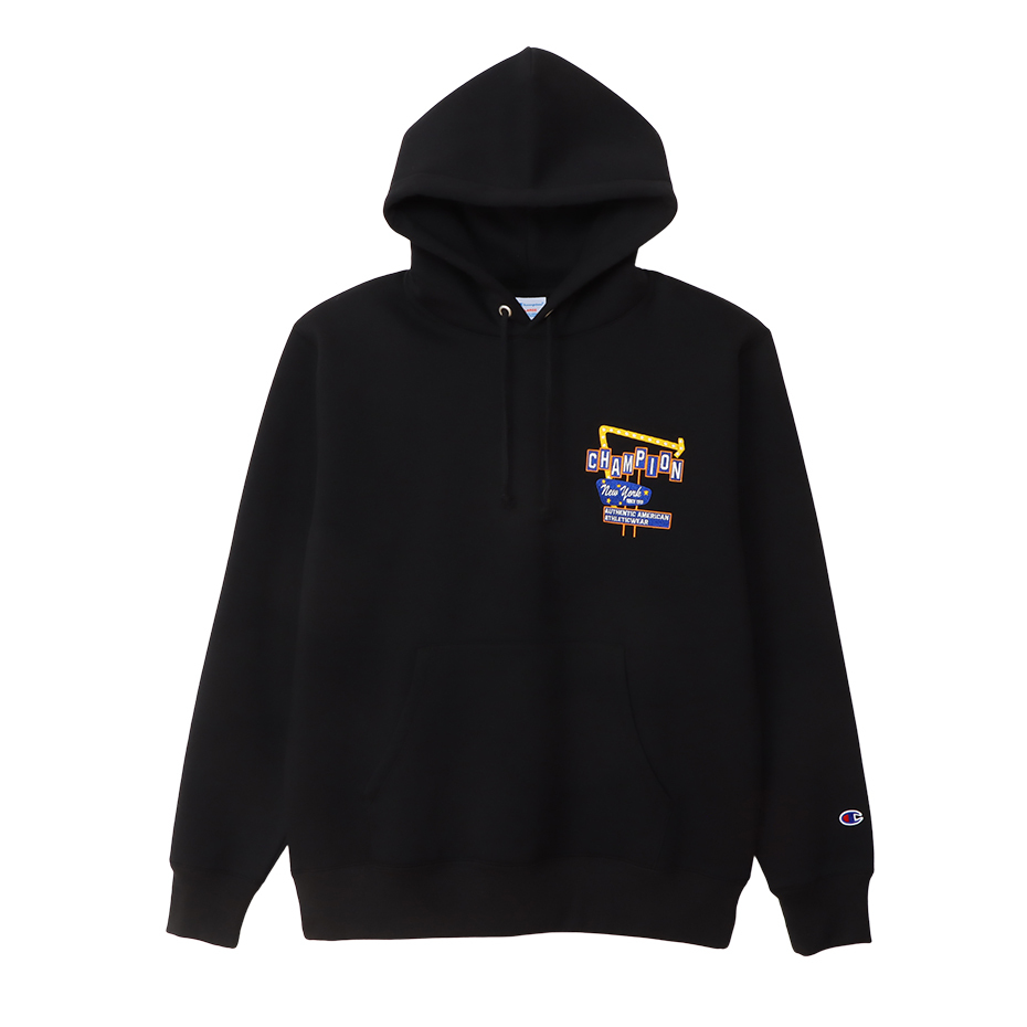 男款-CASUAL美式復古刺繡連帽衛衣-黑色（C3-A104-090）