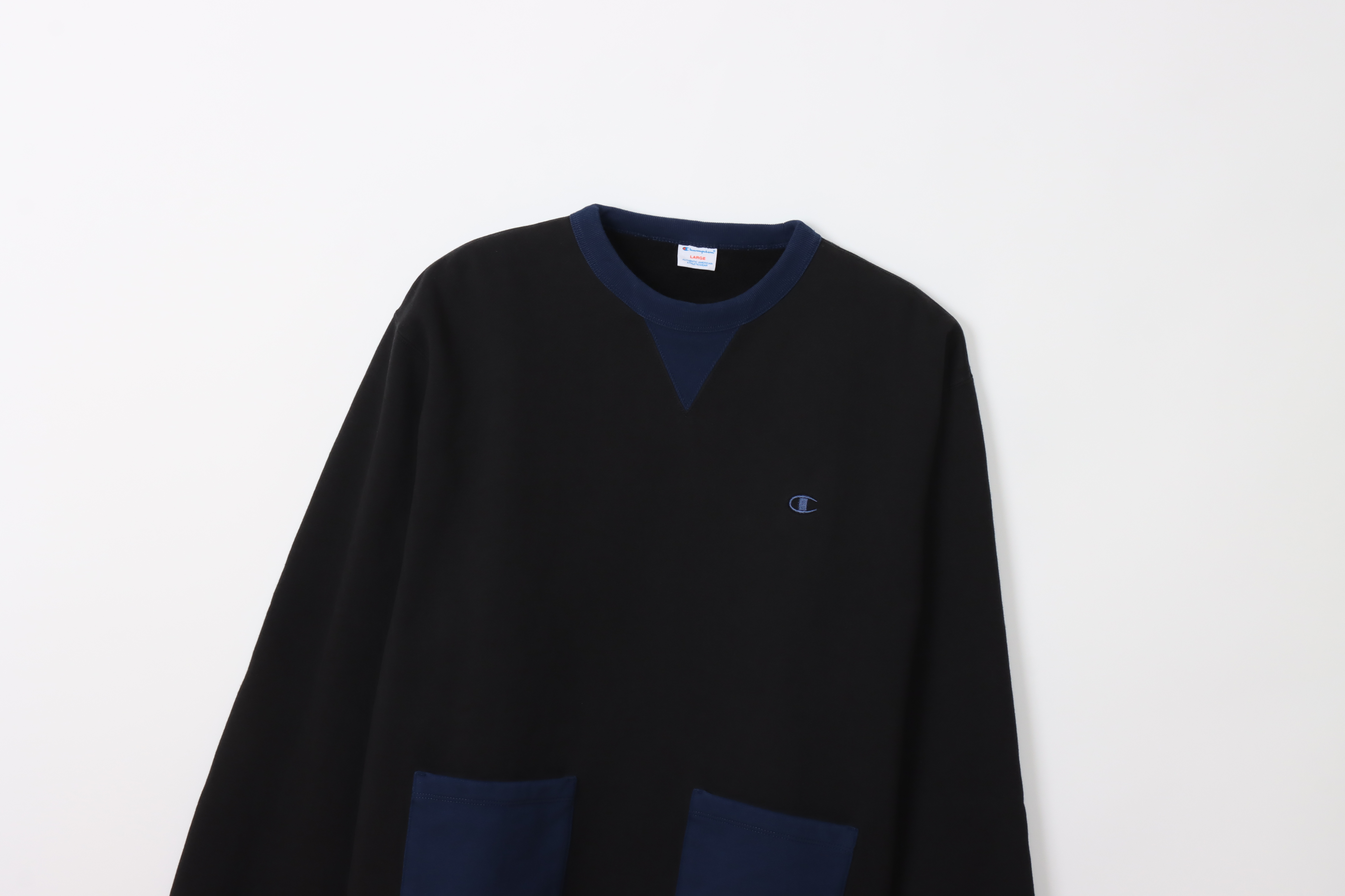 男款 -CASUAL復古拼接Vintage衛衣-黑色（C3-A001-090）