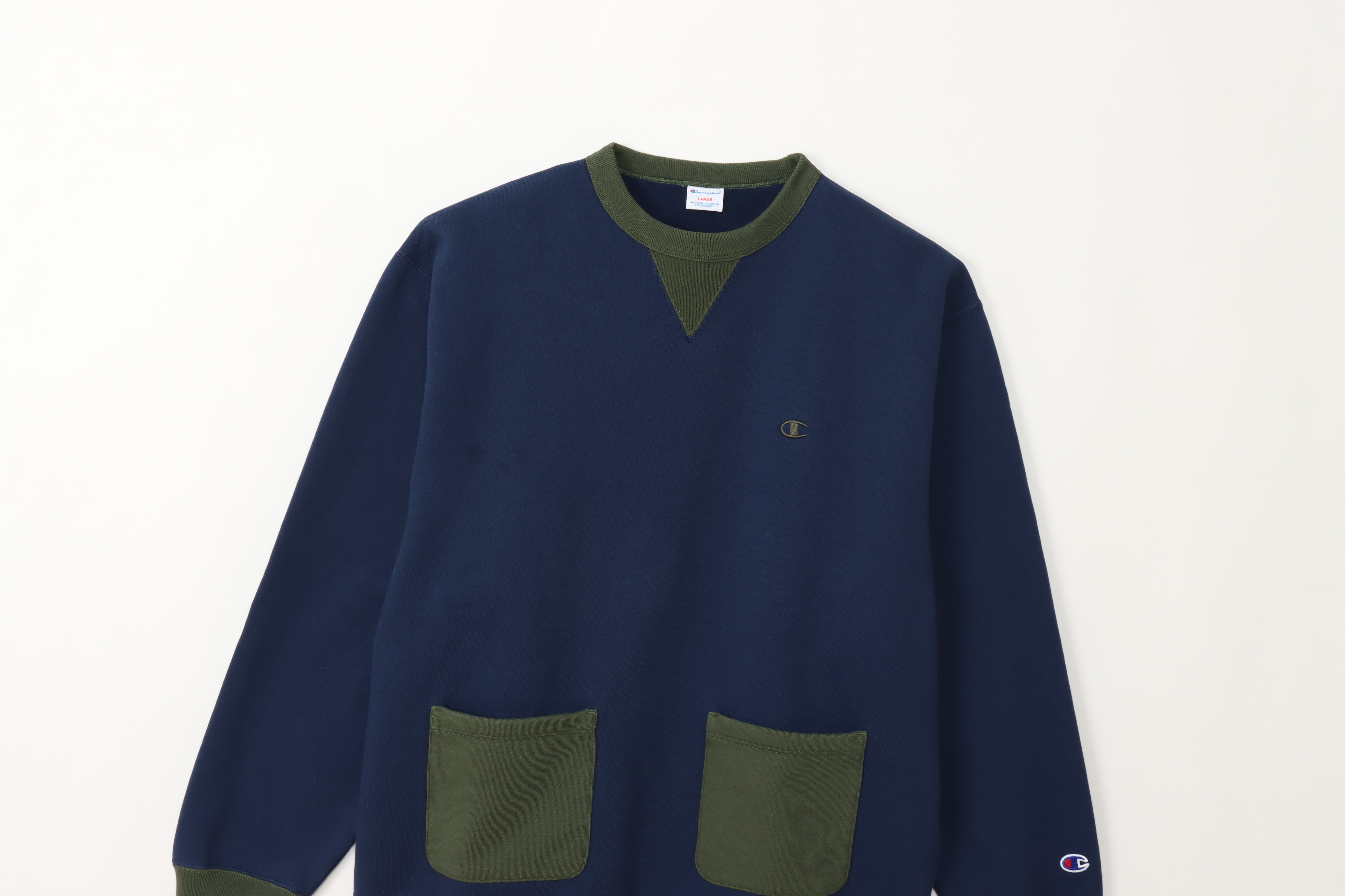 男款-CASUAL復古拼接Vintage衛衣-藍色（C3-A001-370）