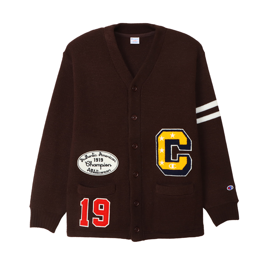 男款 -CASUAL質感刺繡布章針織開襟衫-咖啡（C3-A005-860）