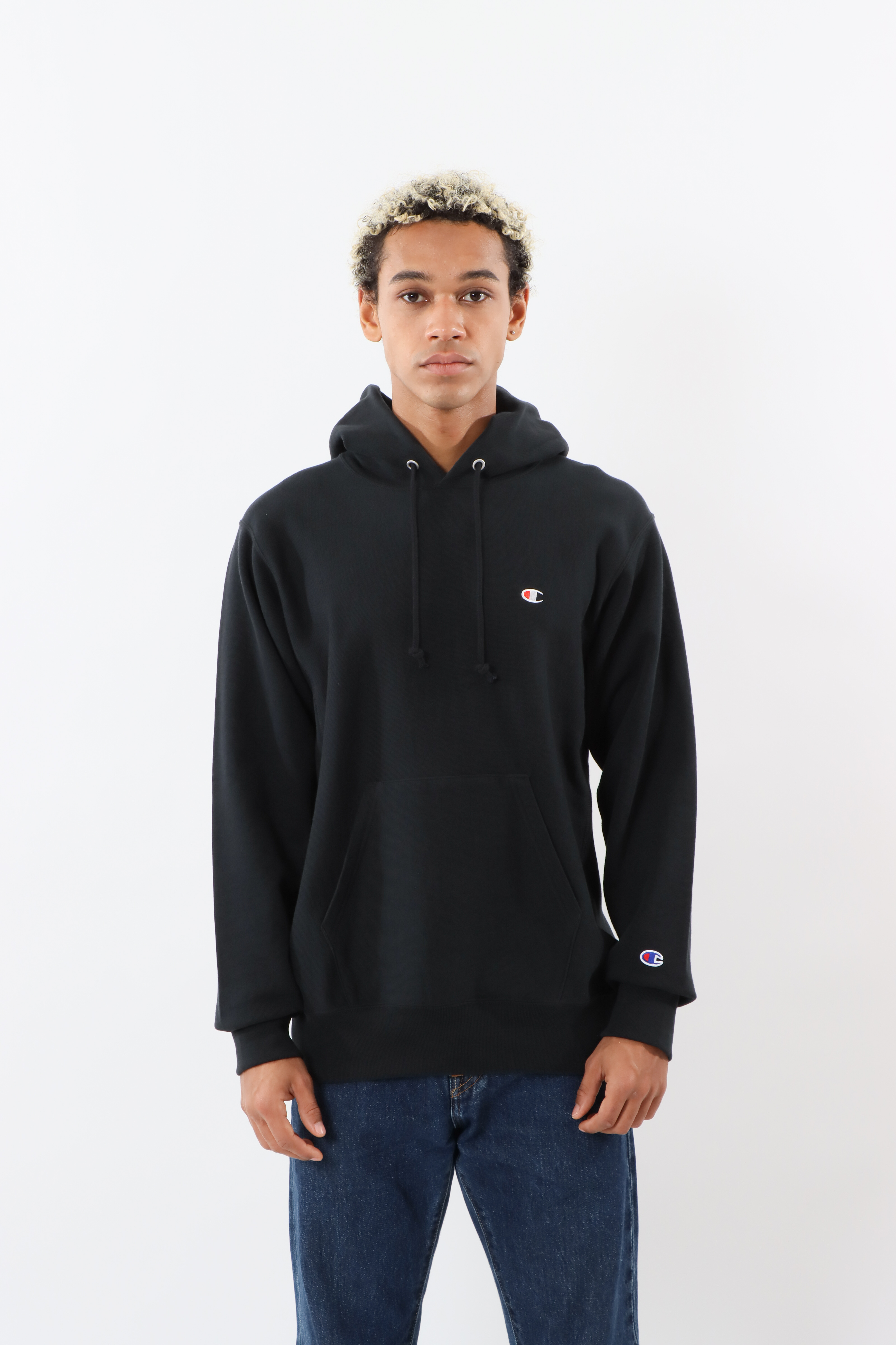 男款-REVERSE WEAVE 10oz經典寬版刺繡連帽衛衣-黑色（C3-Y131-09A）