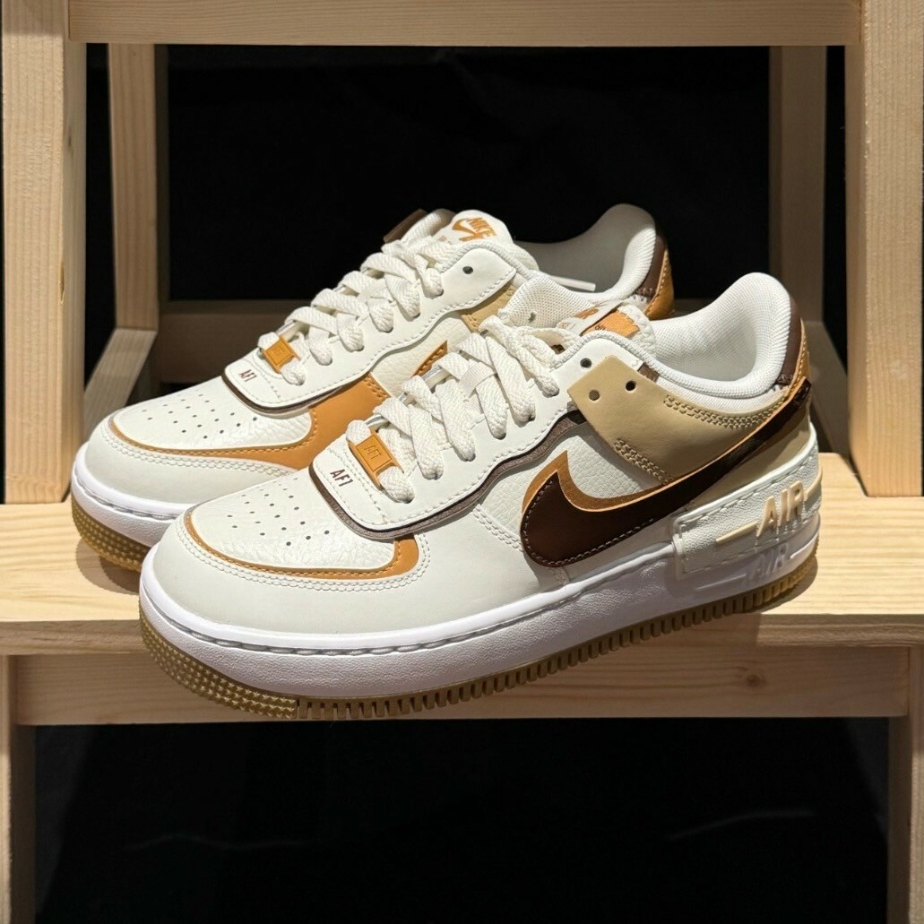 Nike Air Force 1 Low Shadow 焦糖牛奶 可可棕白 解構厚底 女鞋DZ1847-106
