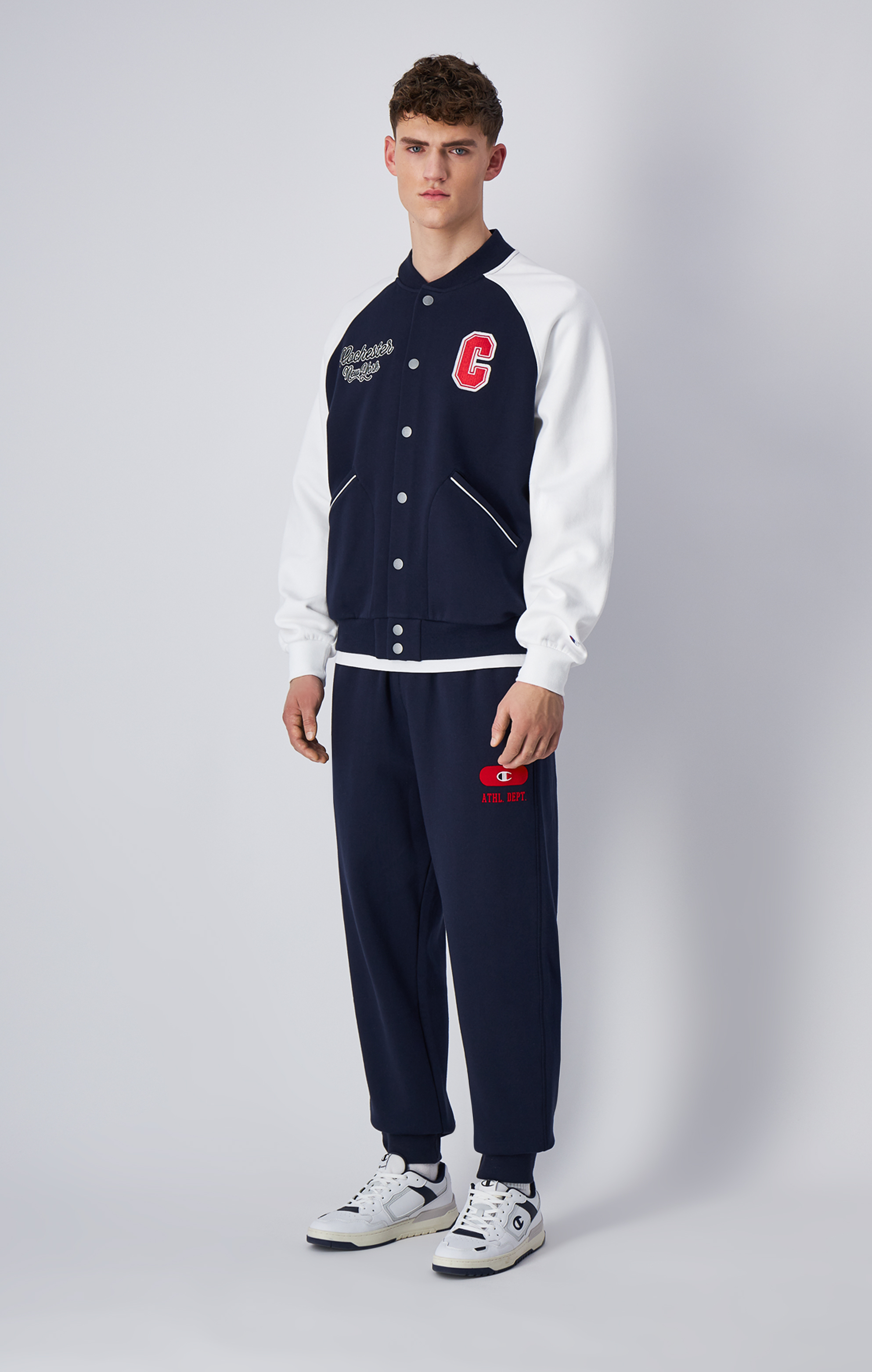 男款- ROCHESTER 羅紋縮口運動棉褲-深藍（220434-BS501）