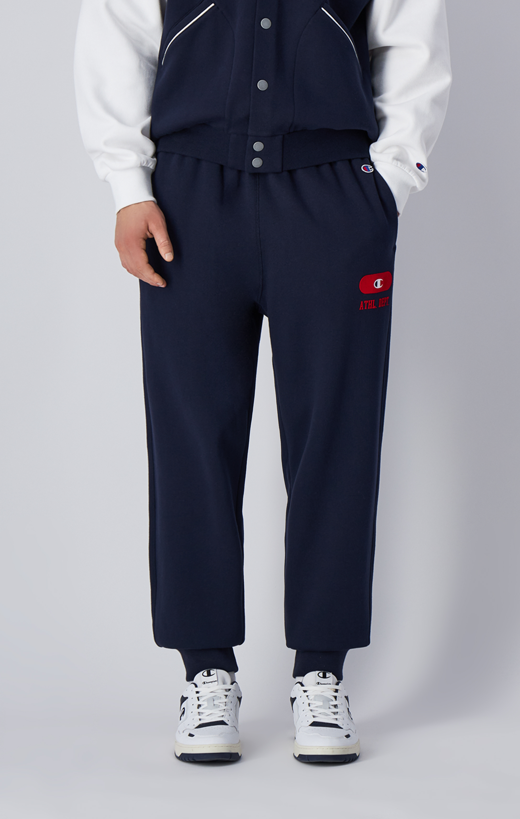 男款- ROCHESTER 羅紋縮口運動棉褲-深藍（220434-BS501）