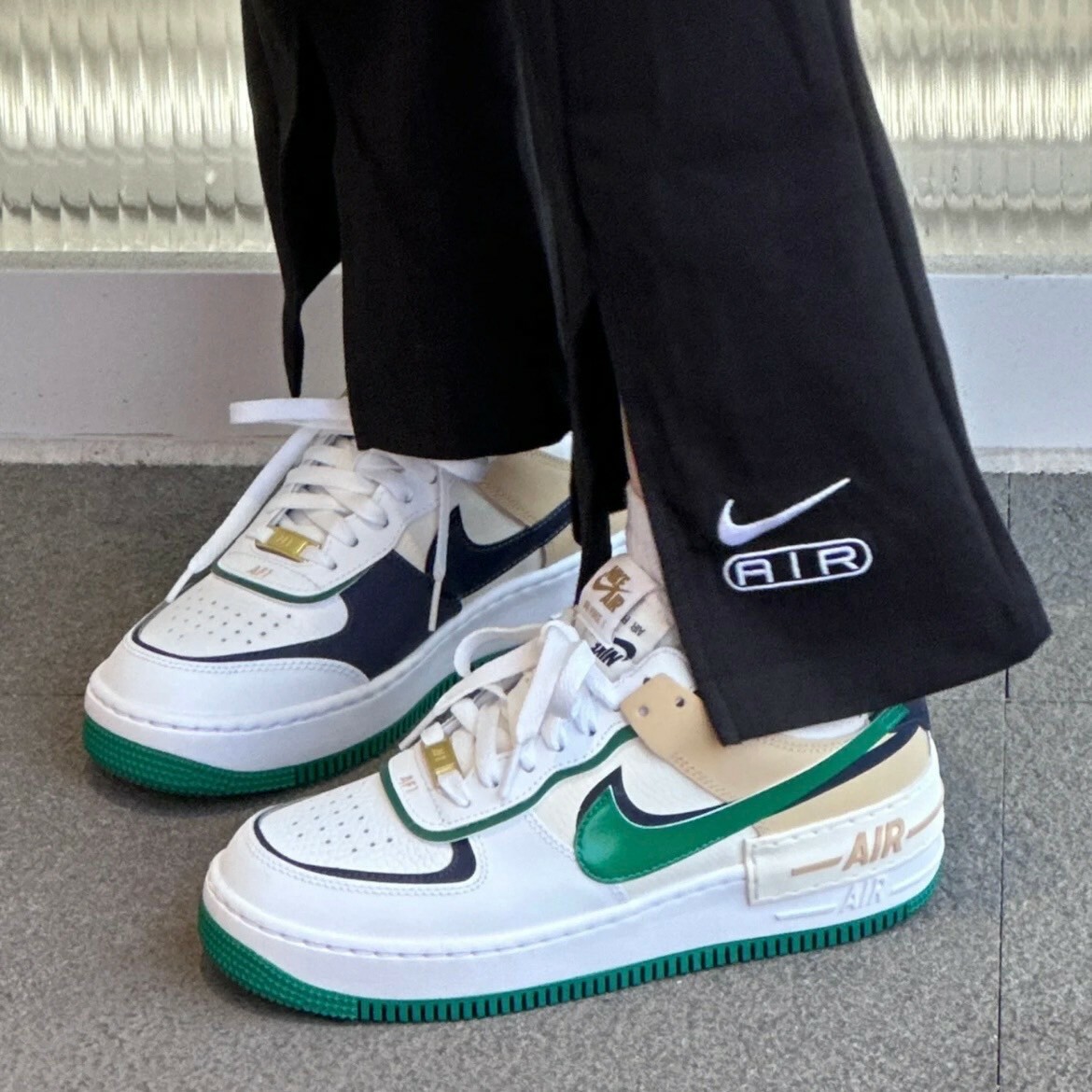 Nike Air Force 1 Low Shadow 白綠藍 撞色拼接 解構 厚底增高