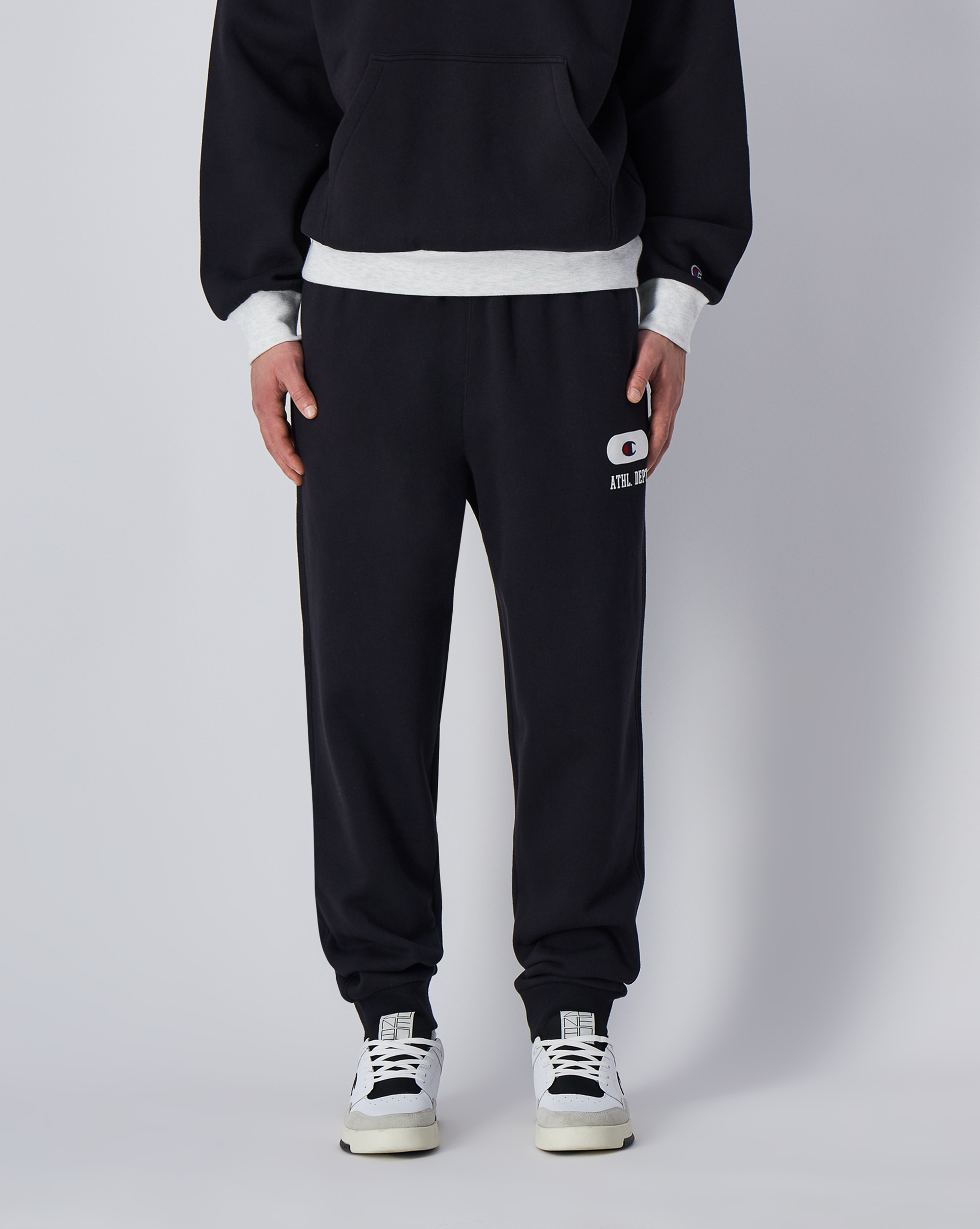 男款 -ROCHESTER 羅紋縮口運動棉褲-黑色（220434-KK001）