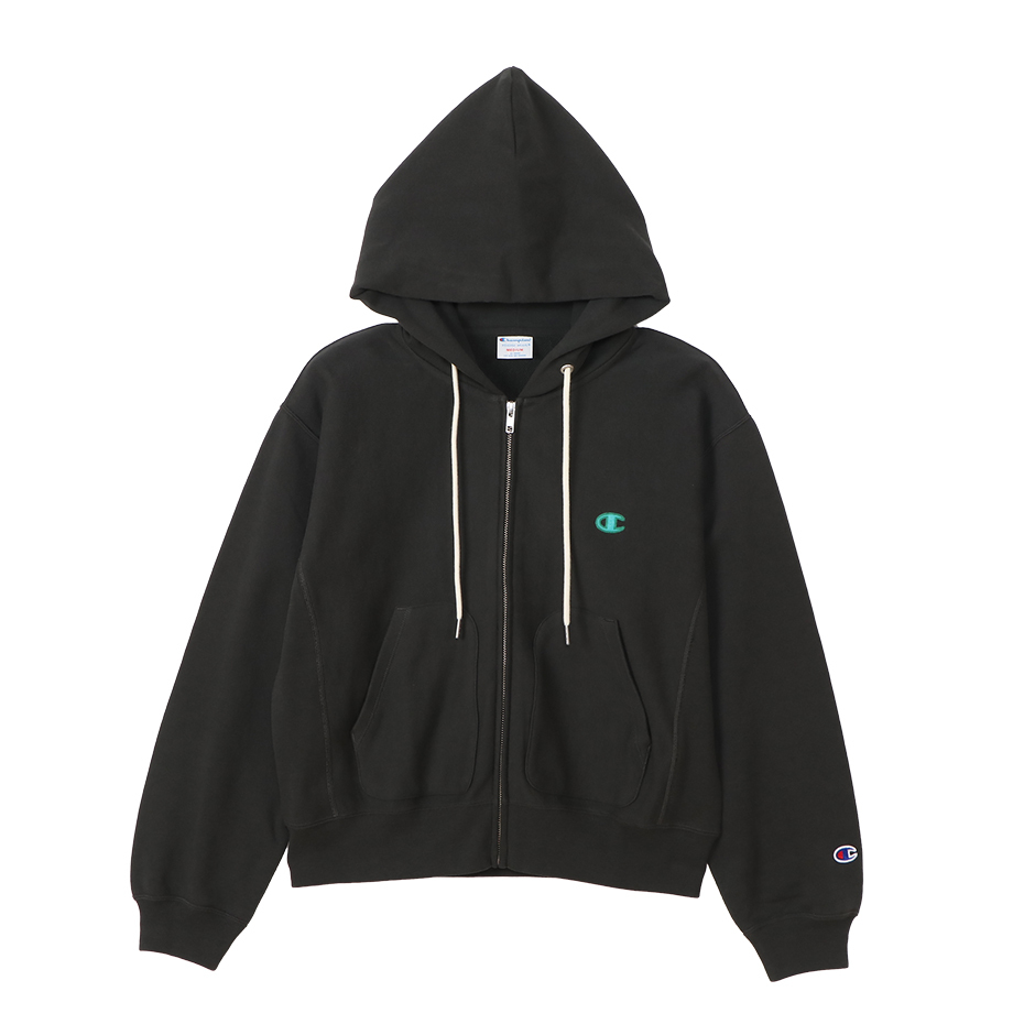 女款 -CASUAL 10oz經典寬版刺繡連帽夾克-黑色（CW-A102-055）