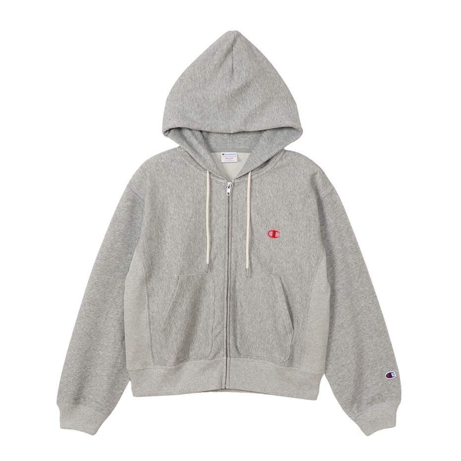 女款-CASUAL 10oz經典寬版刺繡連帽夾克-灰色（CW-A102-070）