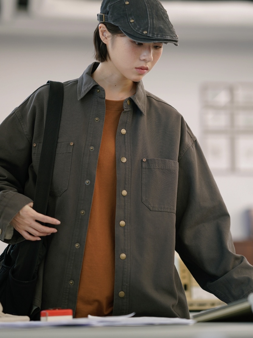 <預購> 韓國JEMUT雙口袋襯衫式工裝外套