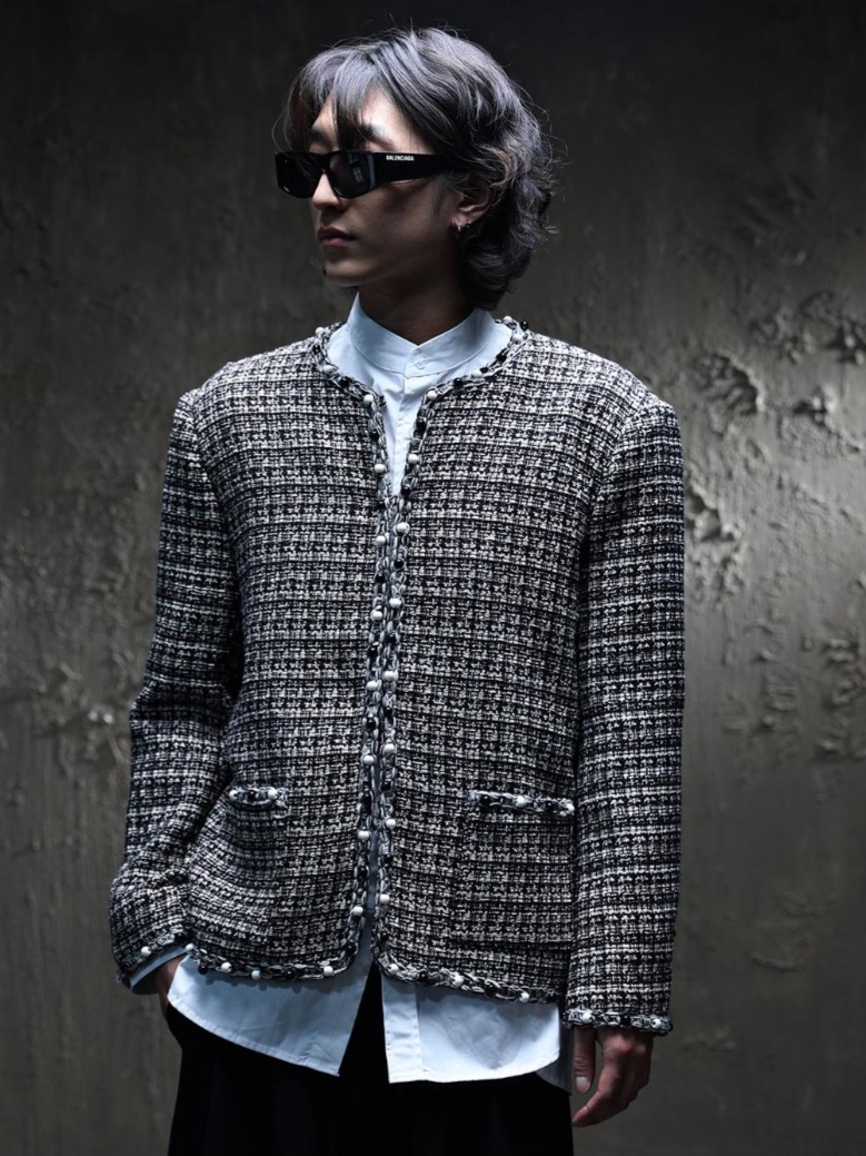 Biz Point 珠飾粗花呢小香夾克