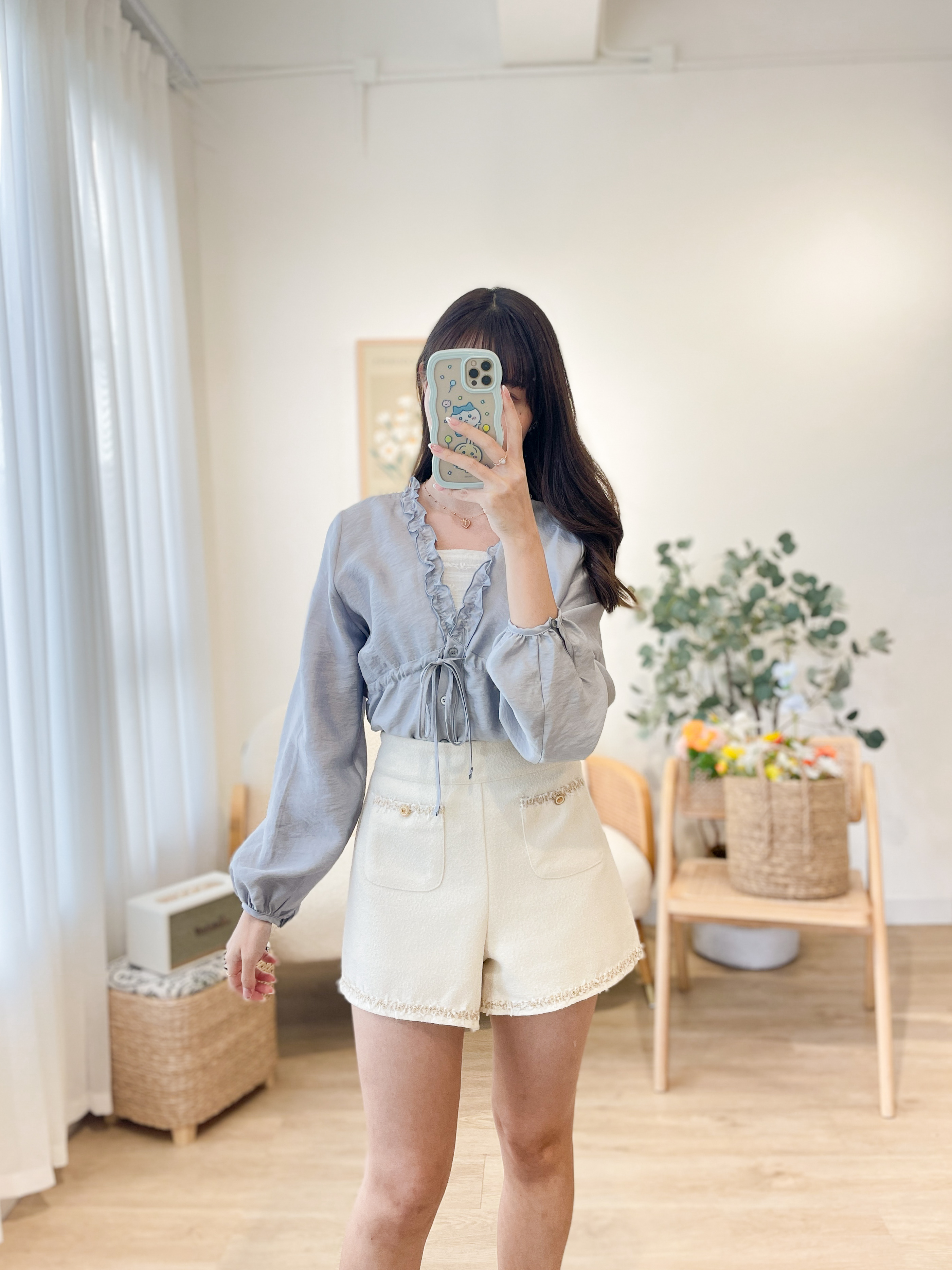 T1158 Maya Blue Ruffles Blouse