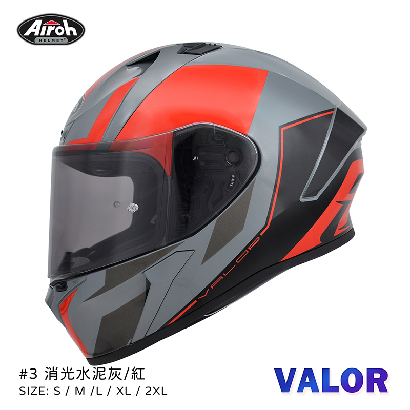 AIROH VALOR 彩繪 #3 消光水泥灰/紅 全罩 亞版