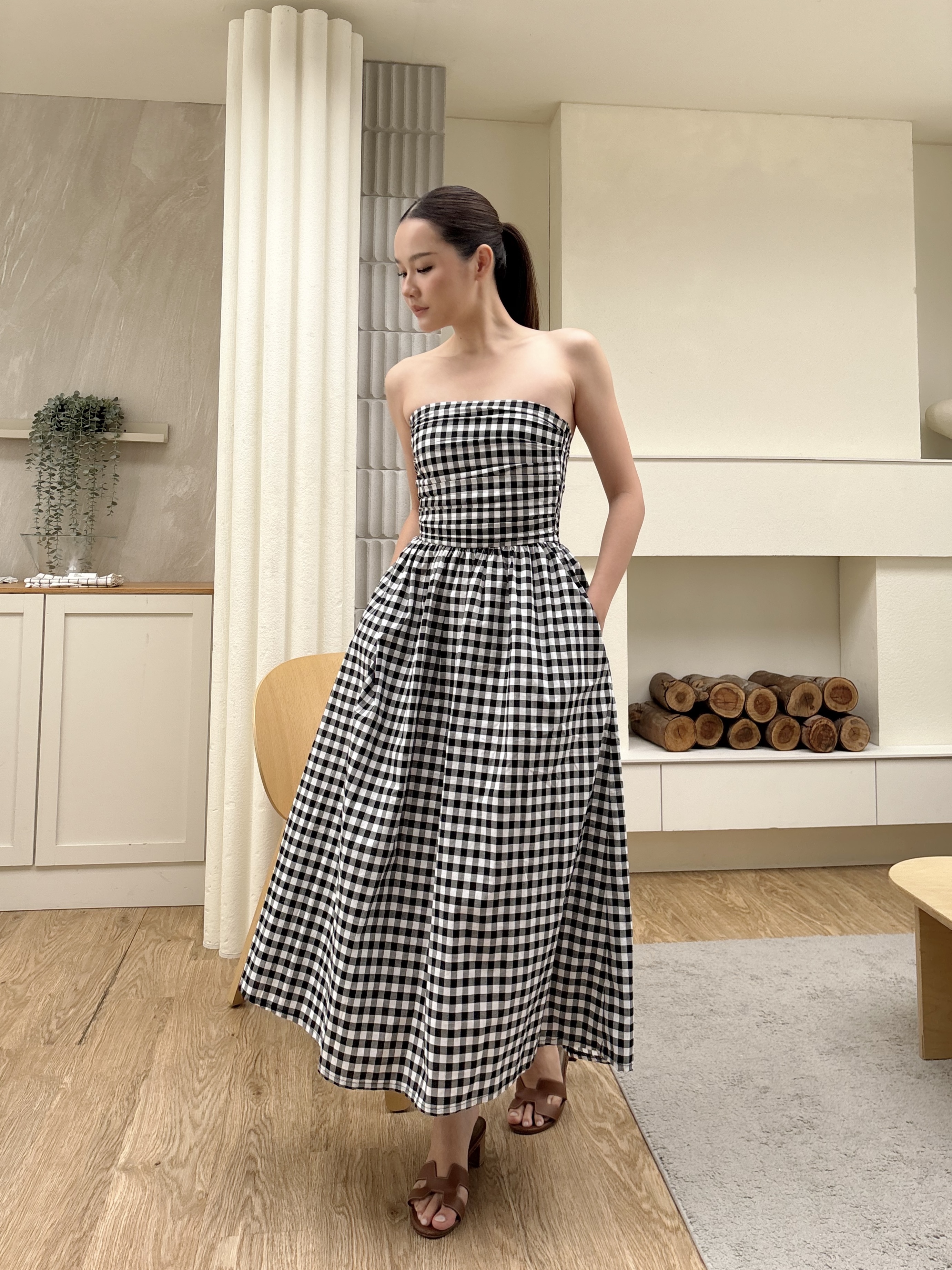 Yuna Poplin Dress - Gingham