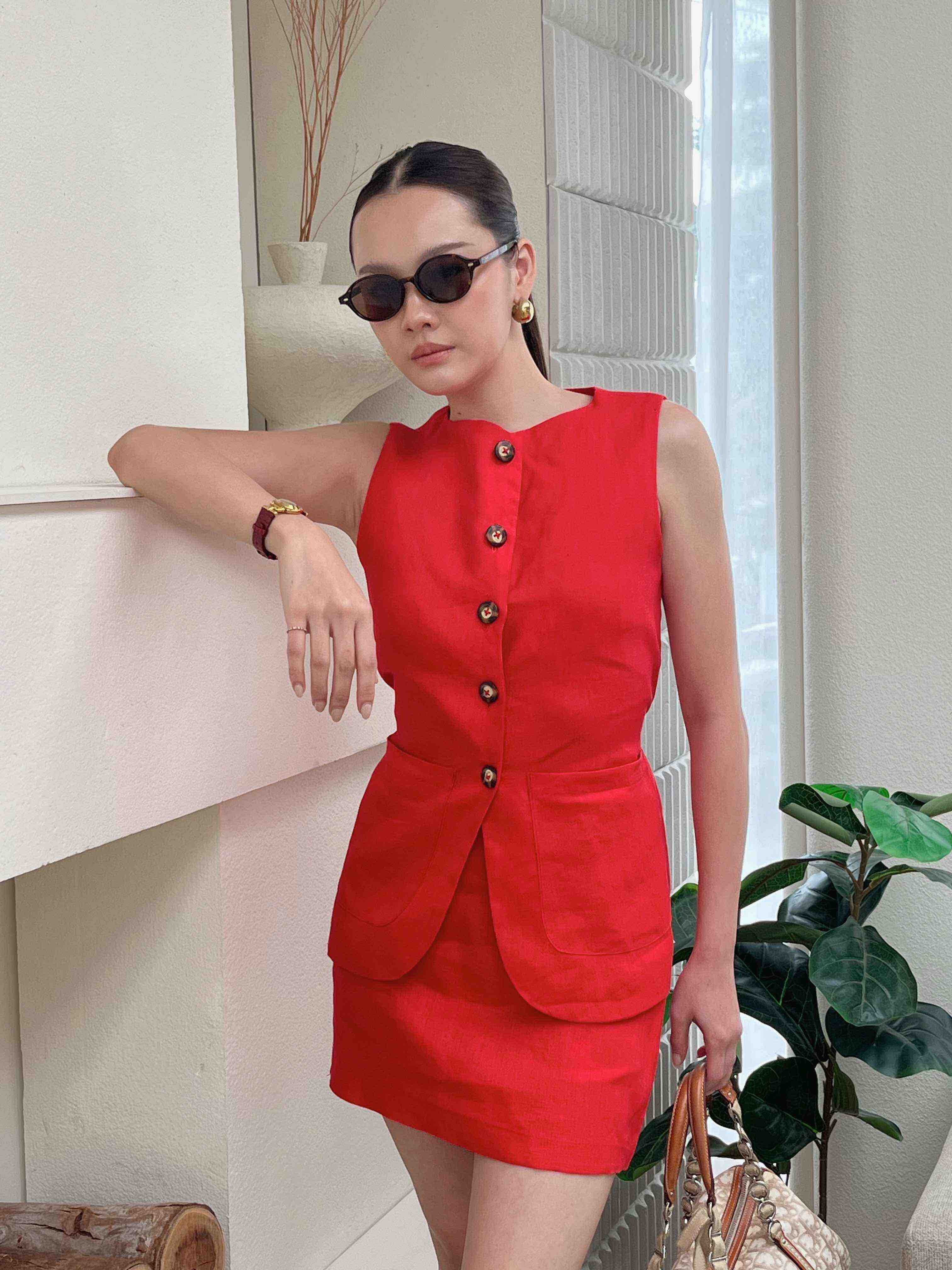 Charlie Linen Set - Red