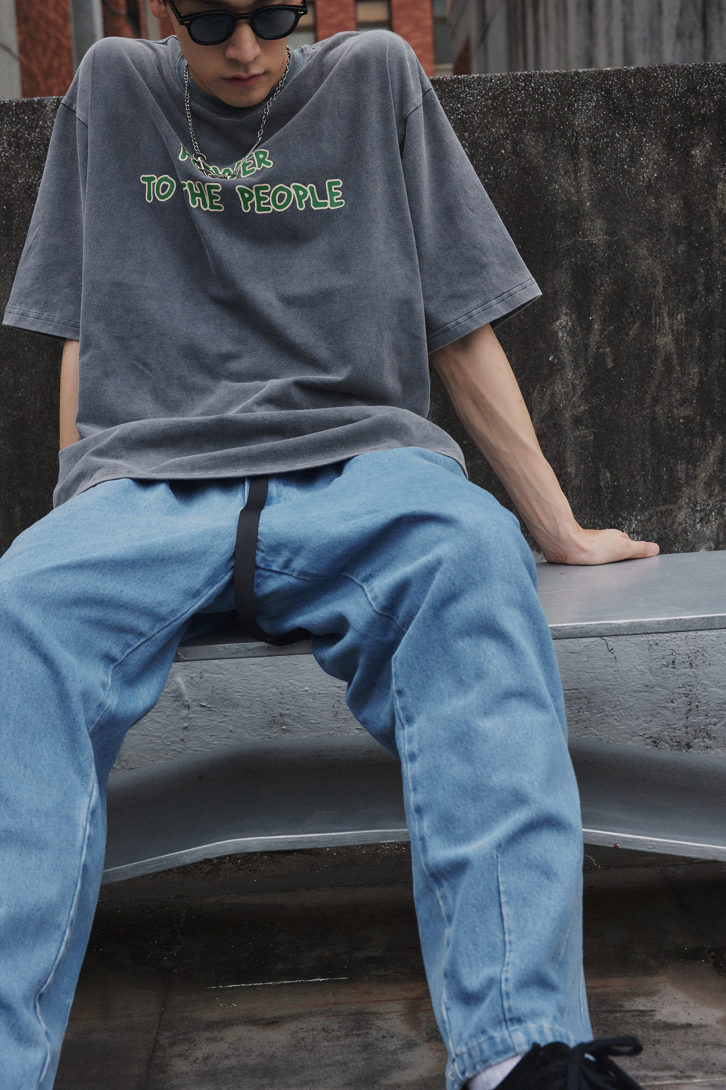 <線上SALE❤️‍🔥>NOONE - 經典款繫帶牛仔褲