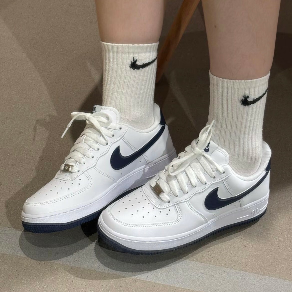 Nike Air Force 1 '07 White Midnight Navy 午夜藍白 海軍藍 深藍 低筒休閒鞋