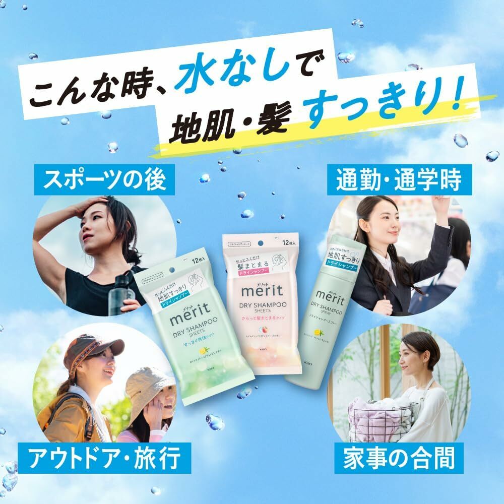 【 現貨｜預購 】花王 Merit Day+ 乾洗髮濕巾 日本