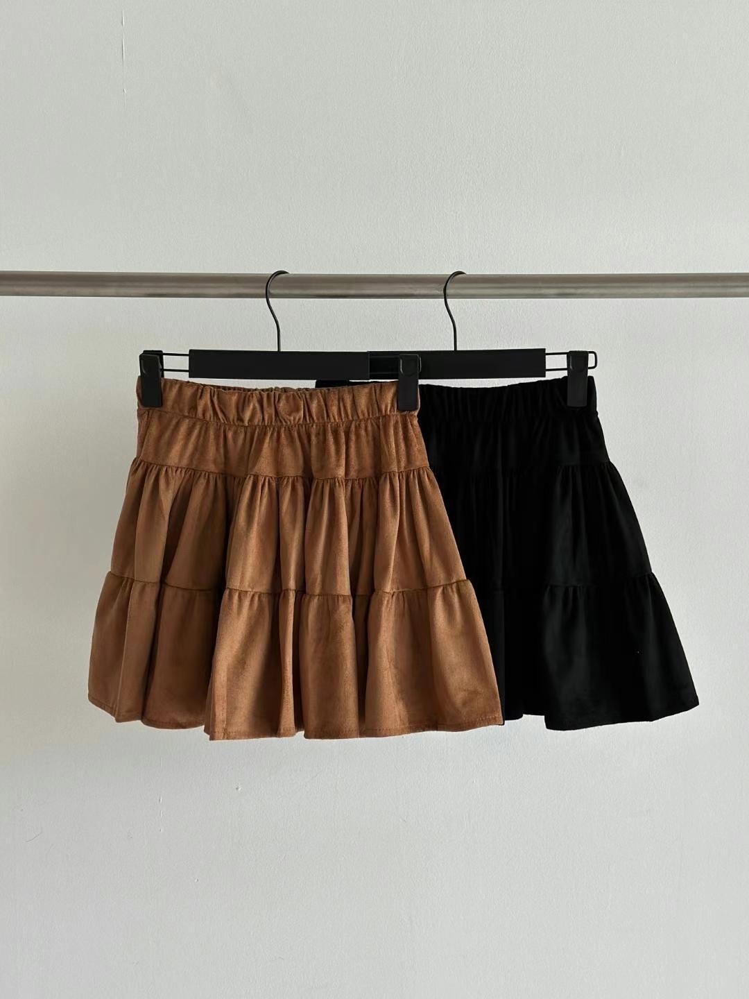 現貨 正韓 絨面革 百褶蛋糕 A字裙