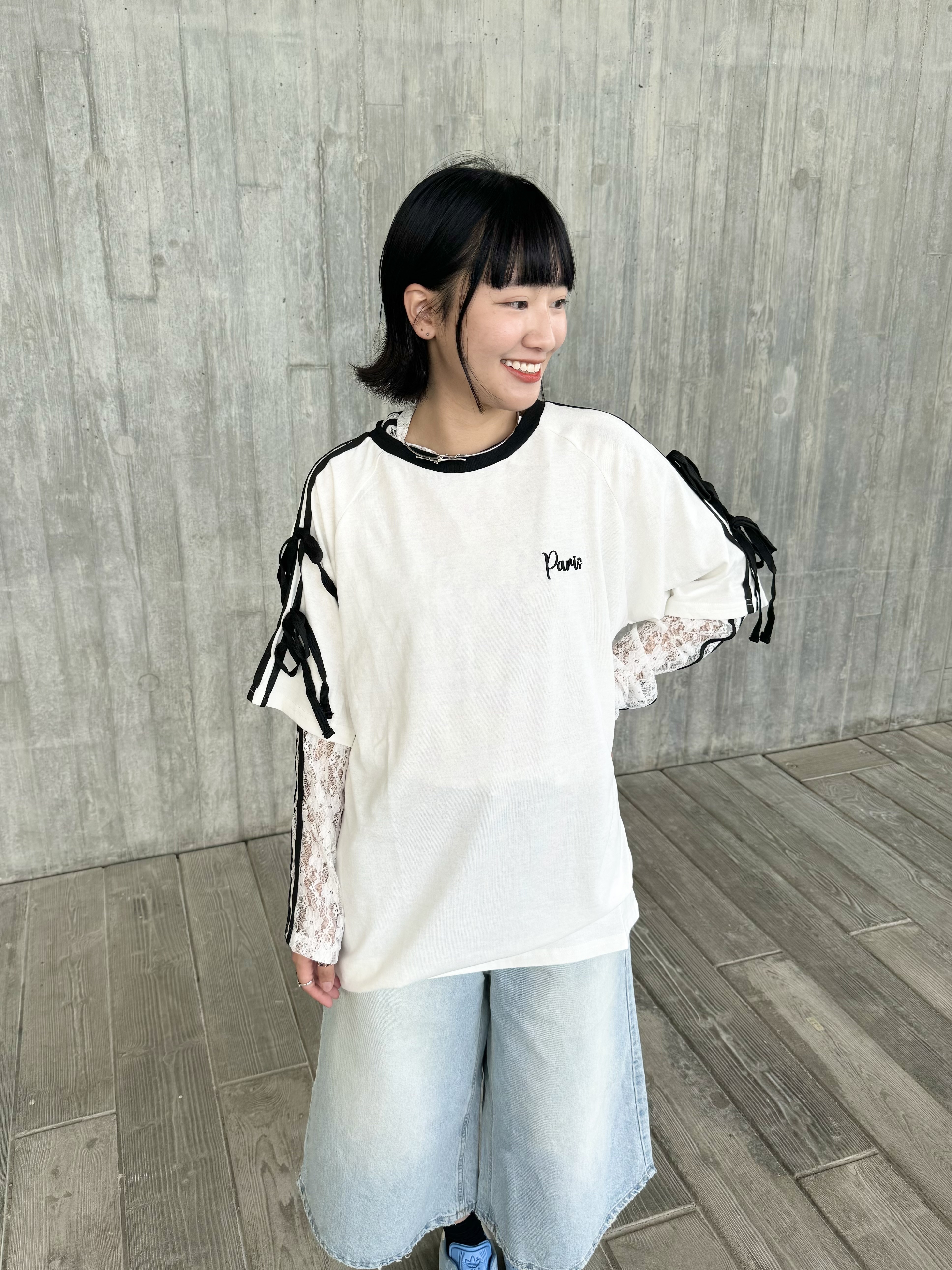 運動風絲帶oversize tee