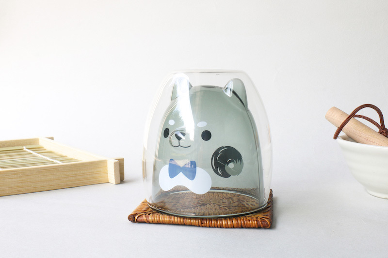 好玻柴犬造型雙層玻璃杯