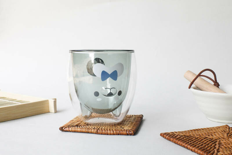 好玻柴犬造型雙層玻璃杯