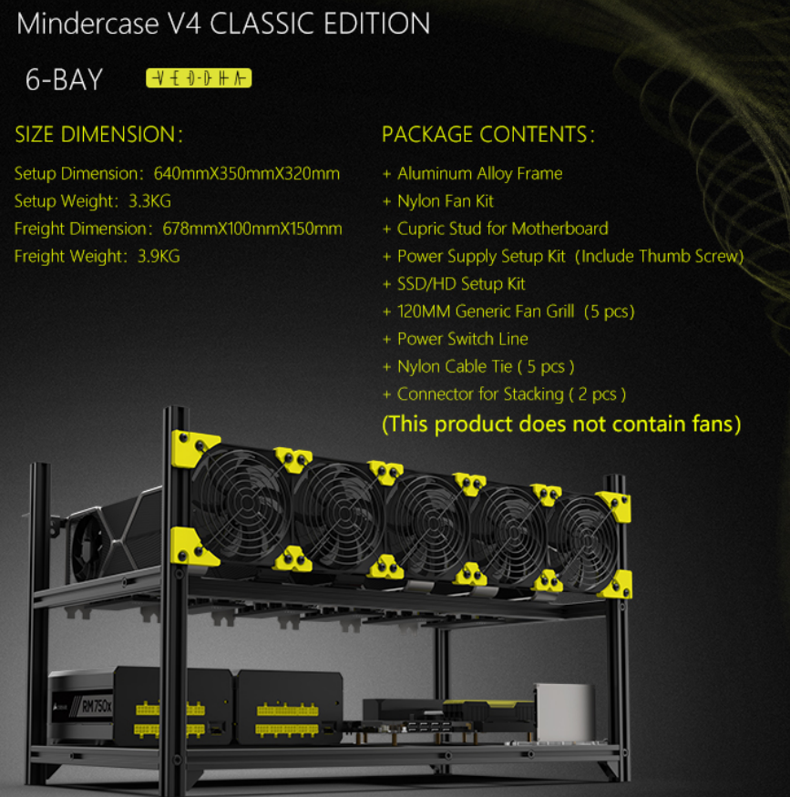 MINERCASE VEDDHA 維達第4代經典版 6顯卡機架 多顯卡全鋁合金機架 深度學習主機殼VEDDHA MINERCASE V4C
