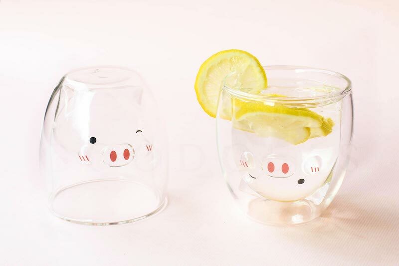 好玻小豬造型雙層玻璃杯