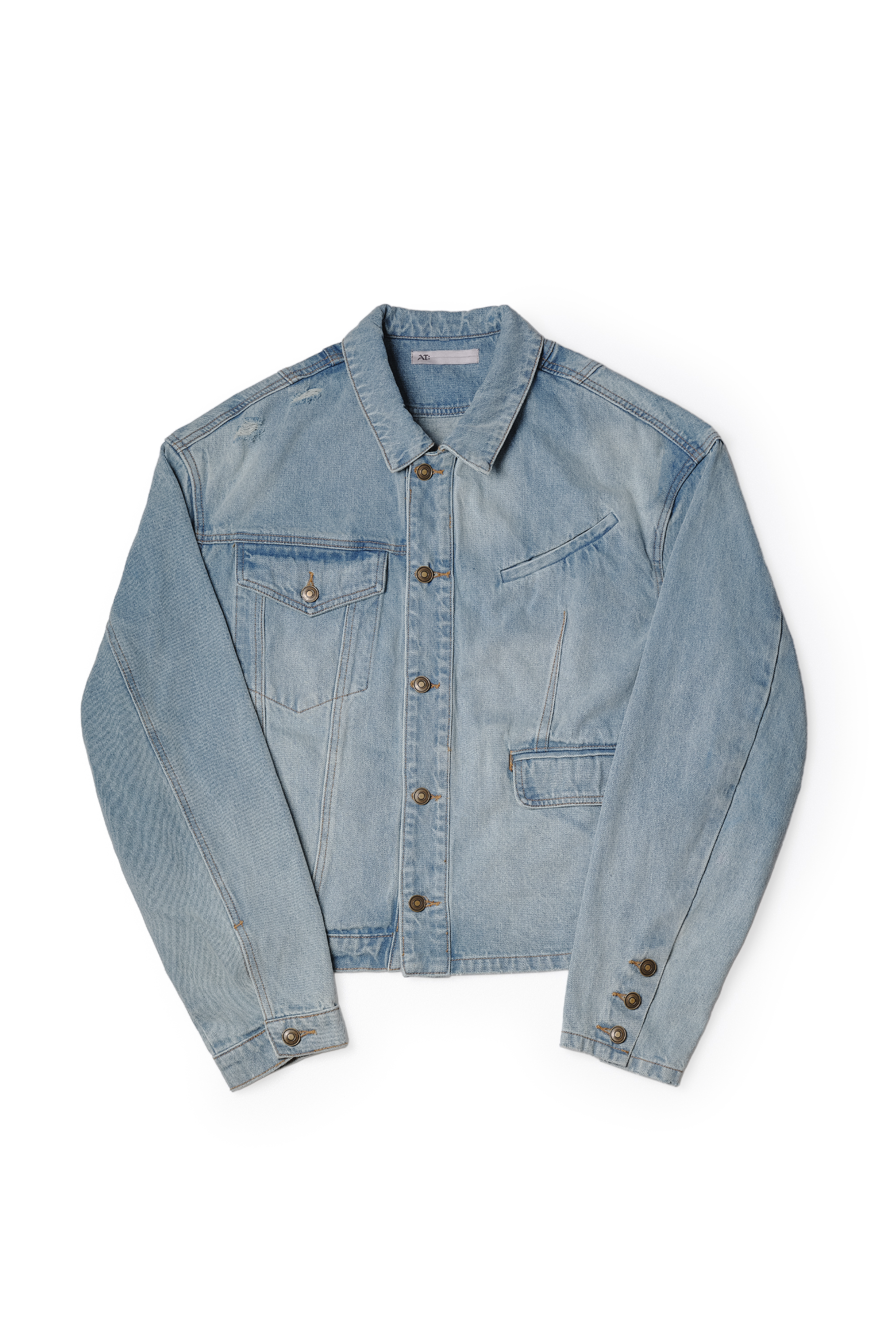 Anonymous Talking / Asymmetrical Denim Jacket - Blue