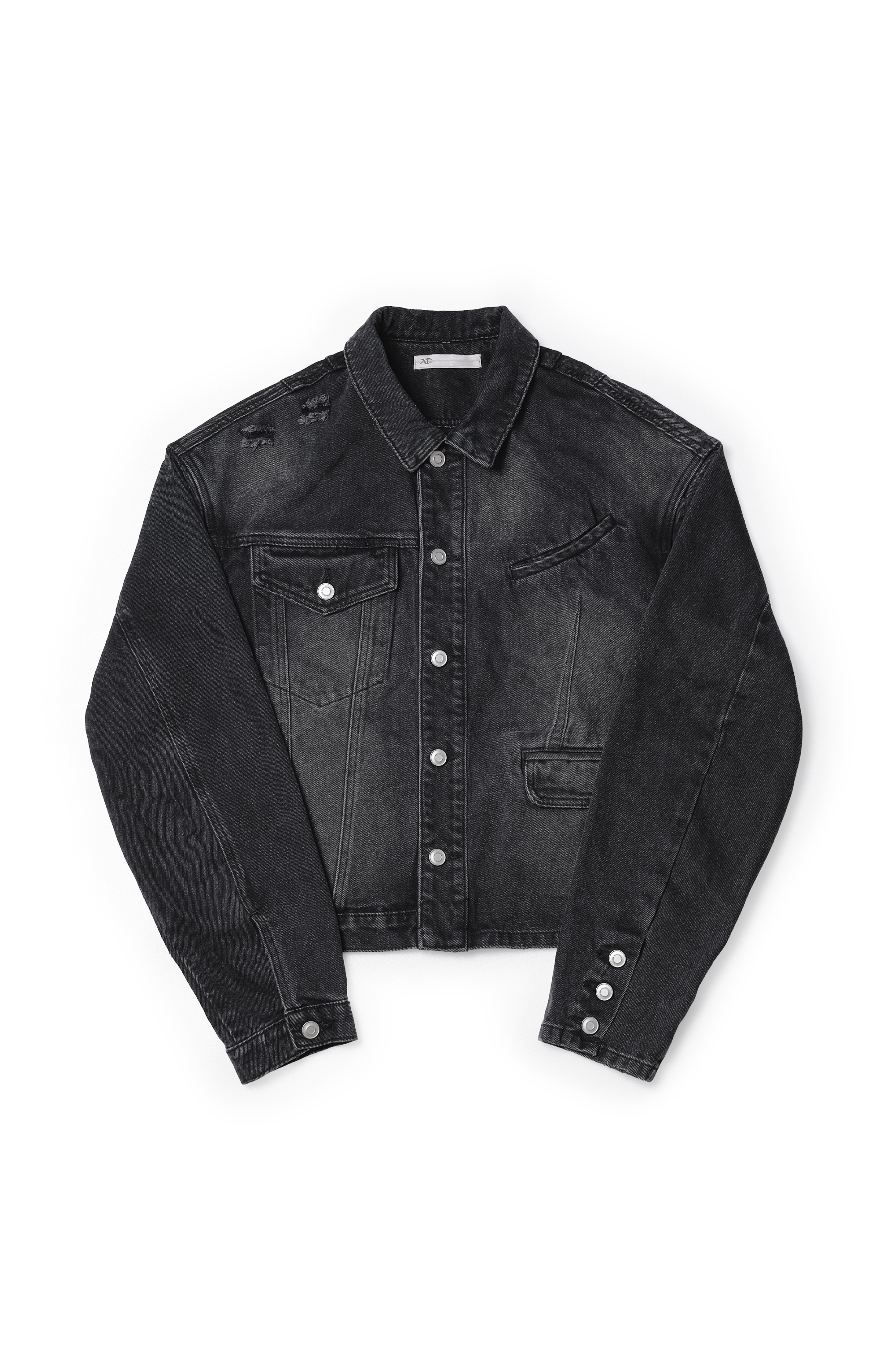 Anonymous Talking / Asymmetrical Denim Jacket - Black