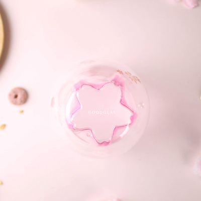 好玻粉紅櫻花雙層杯