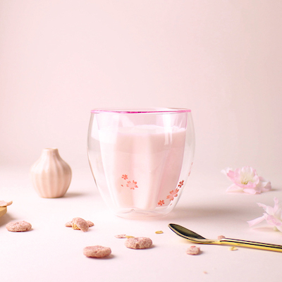 好玻粉紅櫻花雙層杯