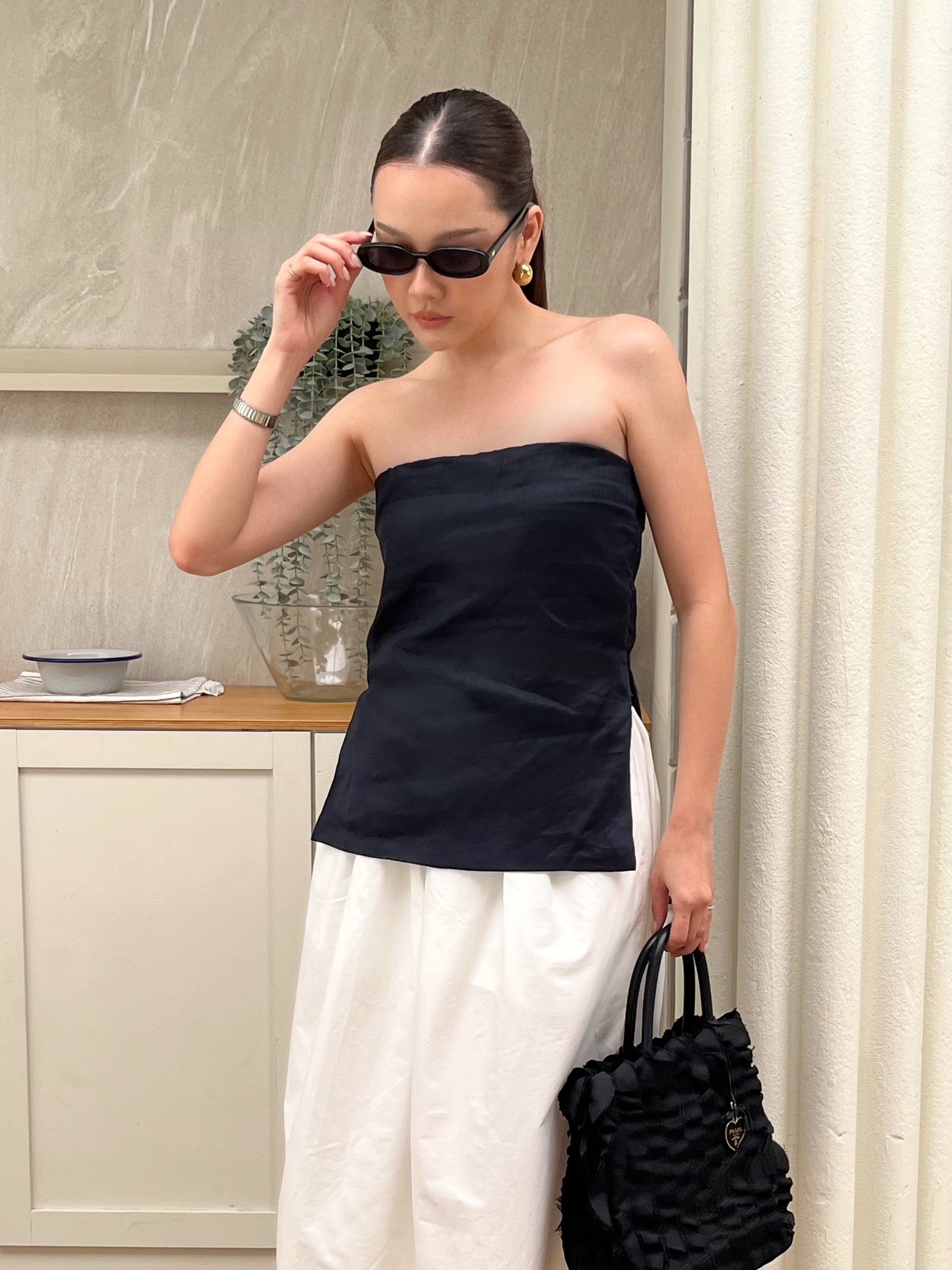 Palmer Linen Top - Black