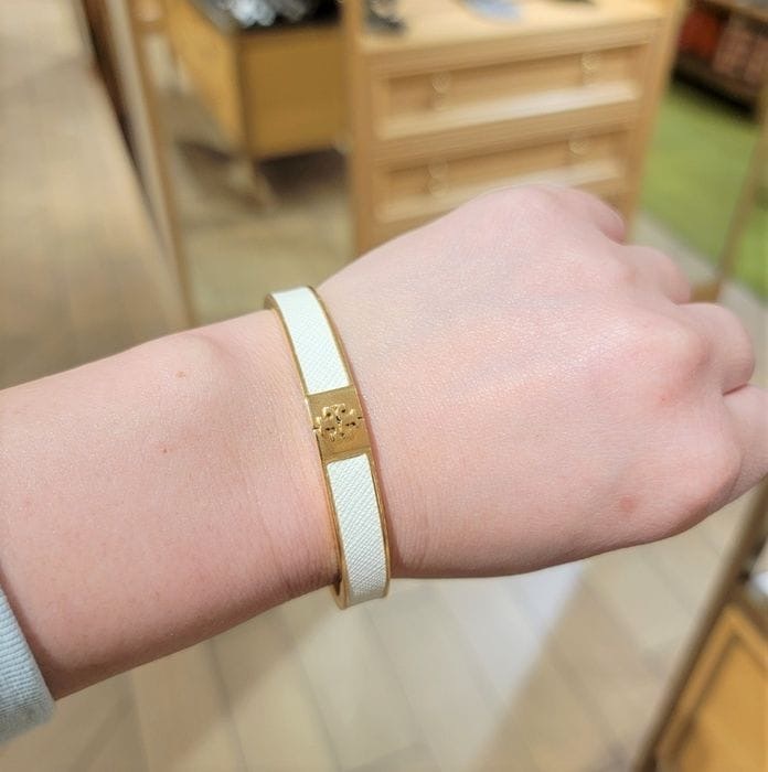 Tory Burch Slim Leather Inlay Cuff