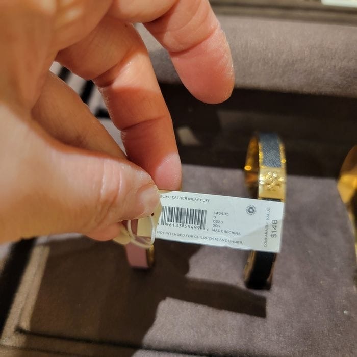 Tory Burch Slim Leather Inlay Cuff