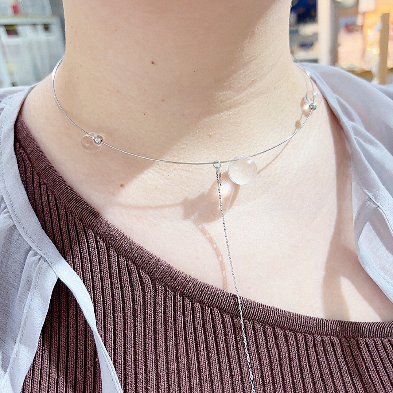 手作透明波波choker