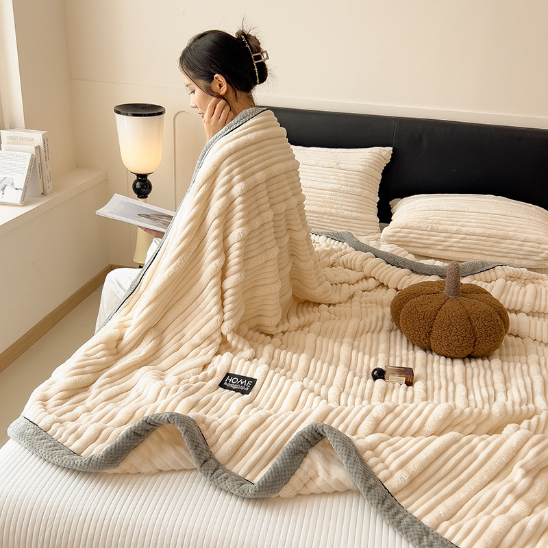 《4918》超柔軟條紋兔毛絨防靜電空調毯